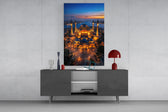Twilight Aerial Illuminated Mosque Glass Wall Art