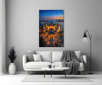 Twilight Aerial Illuminated Mosque Glass Wall Art