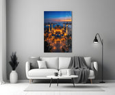 Twilight Aerial Illuminated Mosque Glass Wall Art