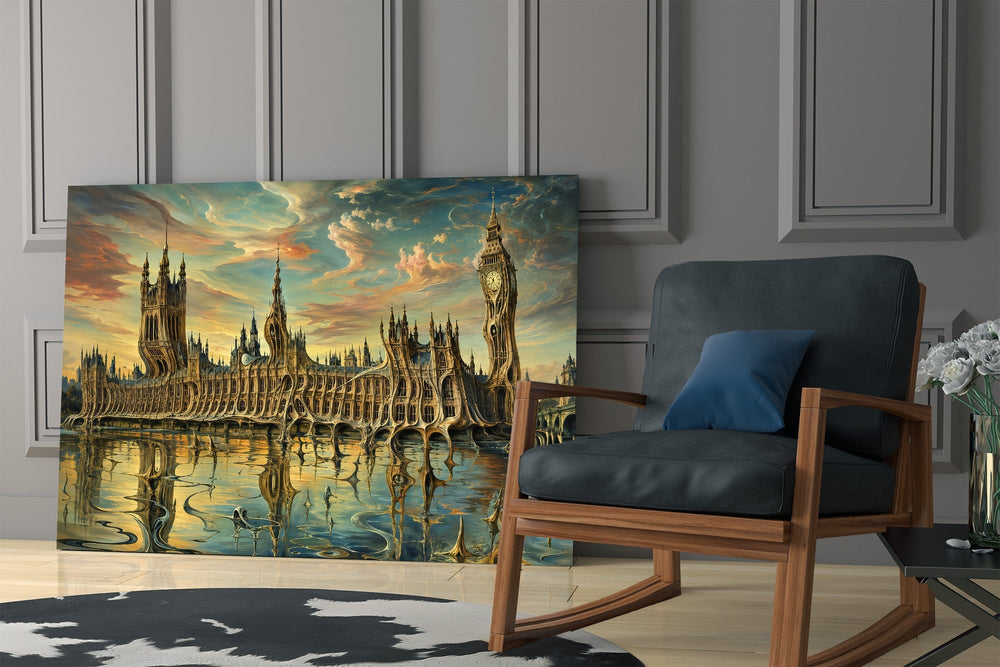 Big Ben Westminster Surrealist Style Glass Wall Art