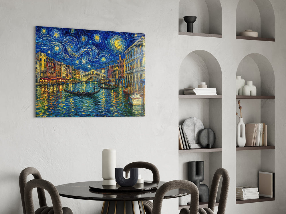 Venice Grand Canal Van Gogh Style Glass Wall Art