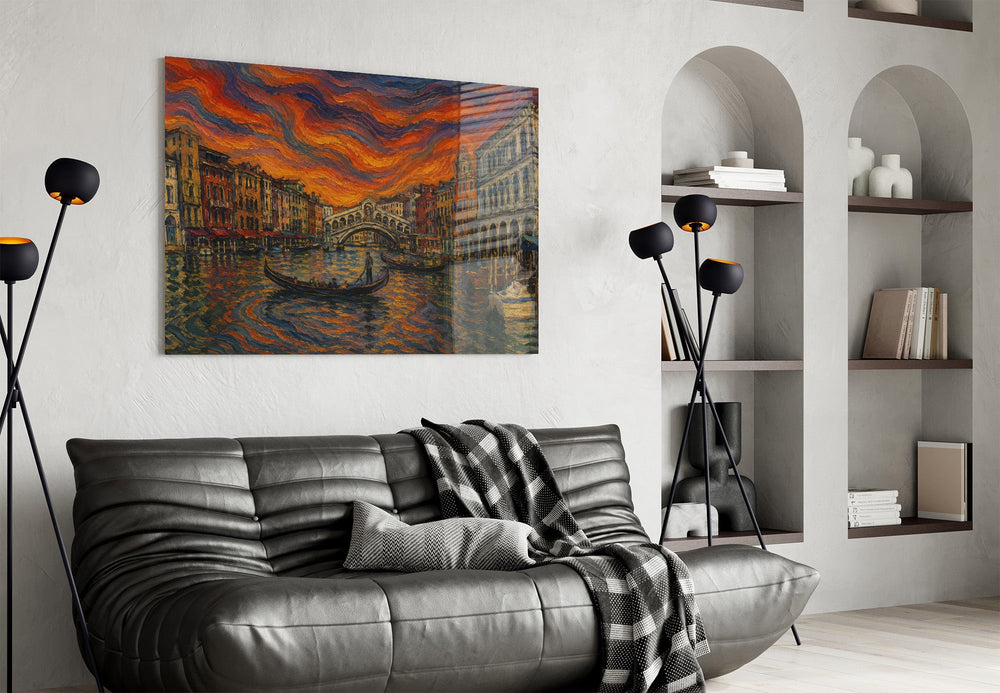 Venice Grand Canal Munch Style Glass Wall Art