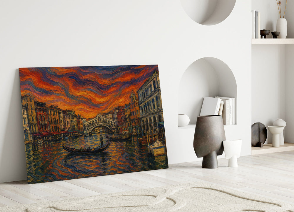 Venice Grand Canal Munch Style Glass Wall Art