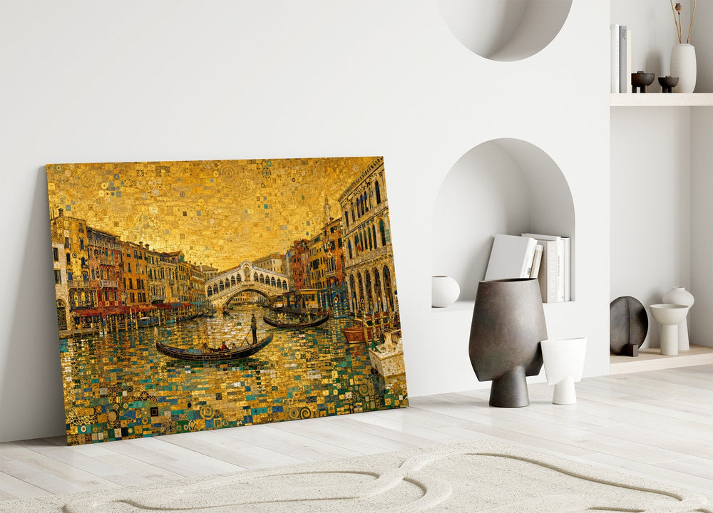 Venice Grand Canal Klimt Style Glass Wall Art