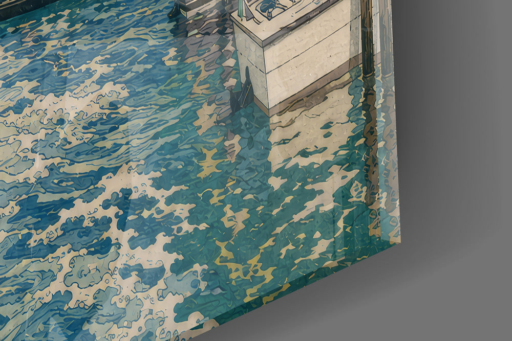 Venice Grand Canal Hokusai Style Glass Wall Art