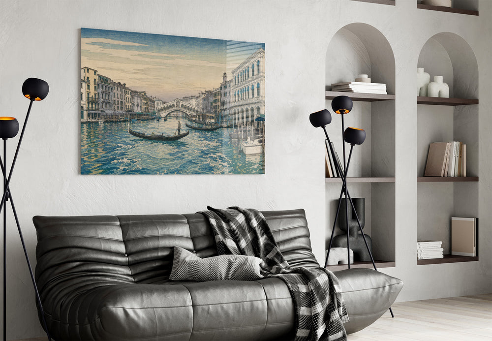 Venice Grand Canal Hokusai Style Glass Wall Art