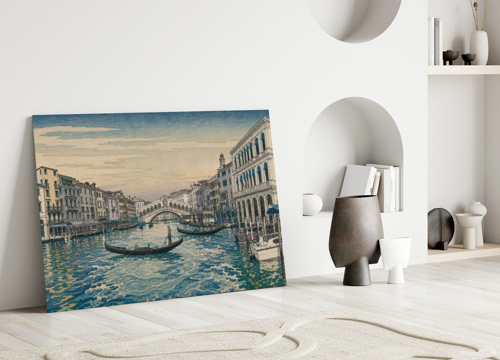 Venice Grand Canal Hokusai Style Glass Wall Art