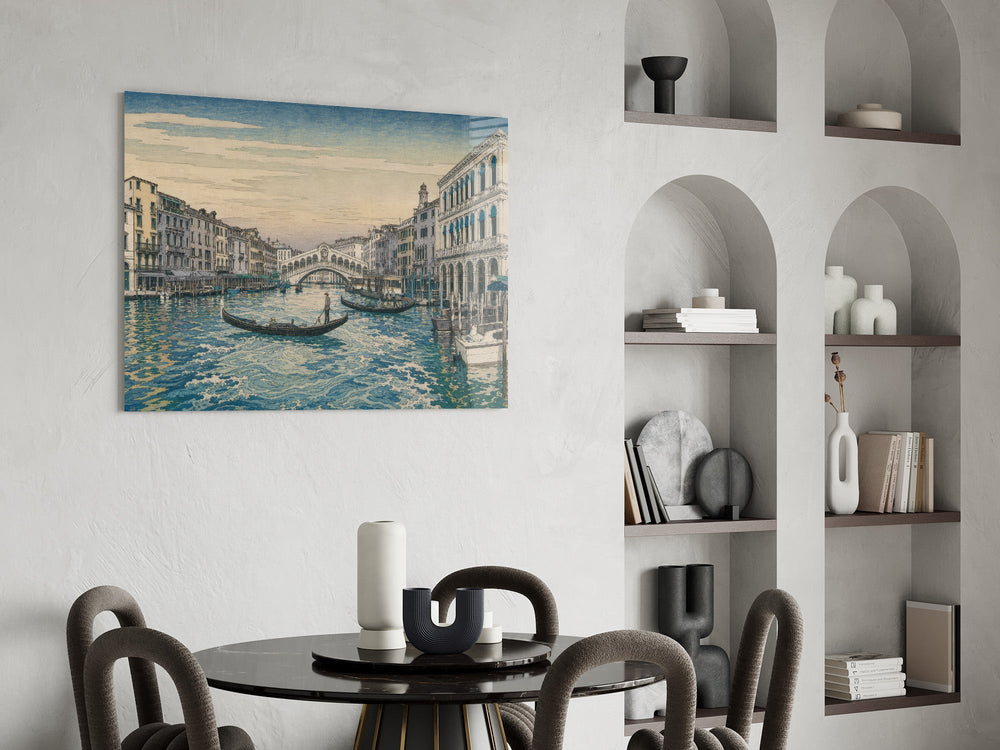 Venice Grand Canal Hokusai Style Glass Wall Art