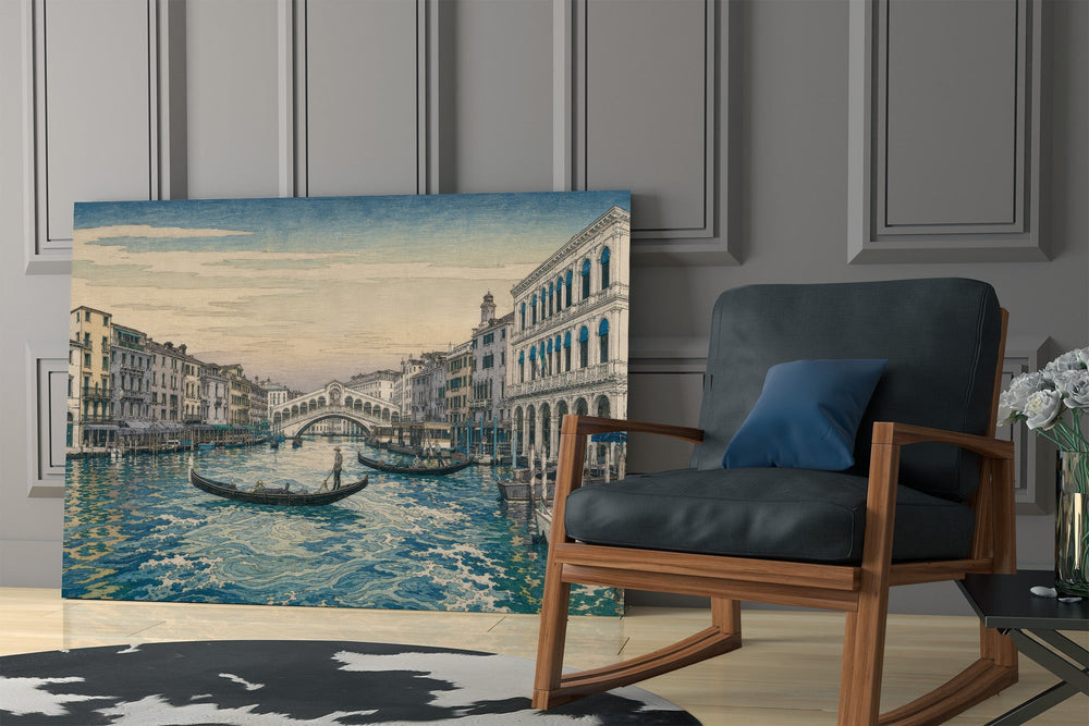 Venice Grand Canal Hokusai Style Glass Wall Art