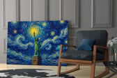Statue of Liberty Van Gogh Style Glass Wall Art