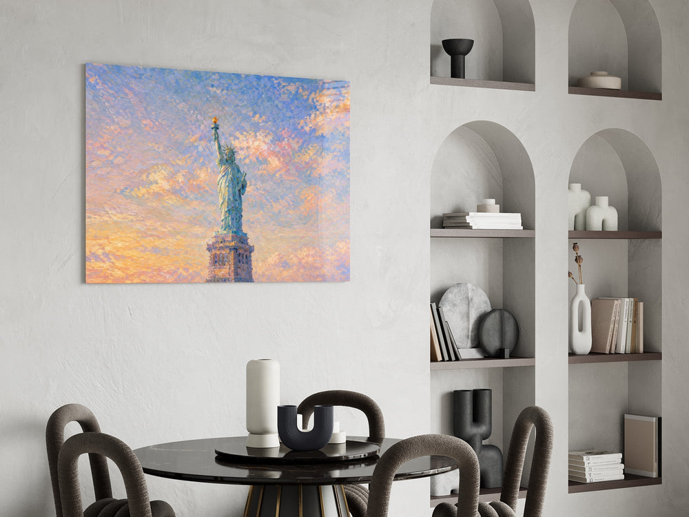 Statue of Liberty Monet Style Glass Wall Art