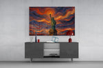 Statue of Liberty Munch Style Glass Wall Art