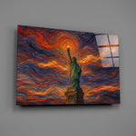 Statue of Liberty Munch Style Glass Wall Art