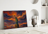 Statue of Liberty Munch Style Glass Wall Art