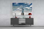 Statue of Liberty Hokusai Style Glass Wall Art