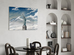 Statue of Liberty Hokusai Style Glass Wall Art