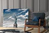 Statue of Liberty Hokusai Style Glass Wall Art