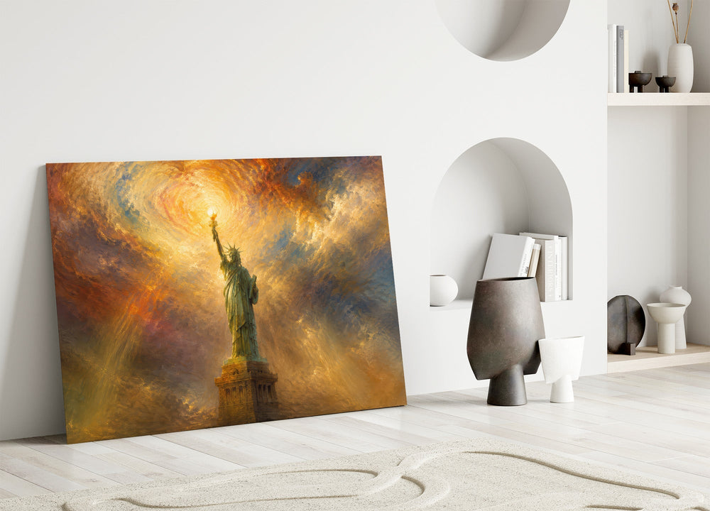 Statue of Liberty Turner Style Glass Wall Art