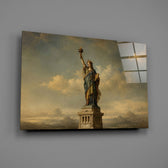 Statue of Liberty Da Vinci Style Glass Wall Art