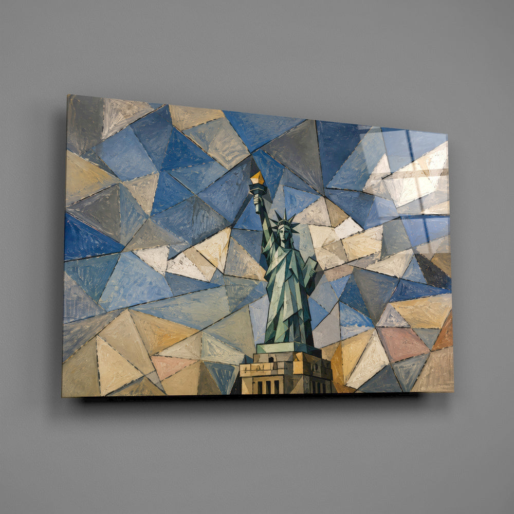 Statue of Liberty Cubist Style Glass Wall Art