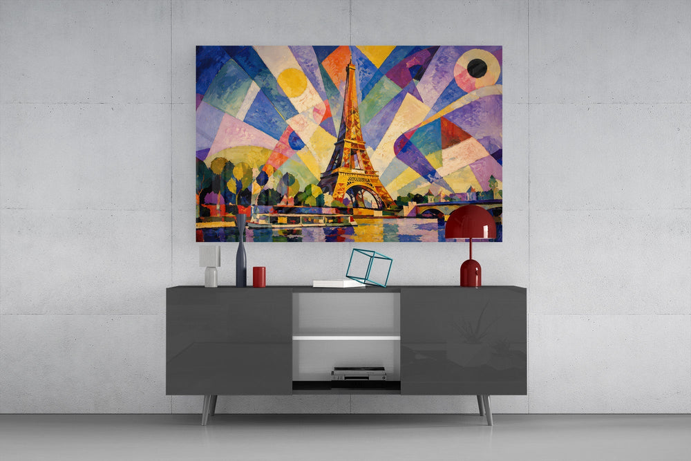 Eiffel Tower Kandinsky Style Glass Wall Art