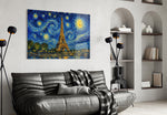 Eiffel Tower Van Gogh Style Glass Wall Art