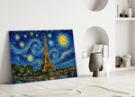 Eiffel Tower Van Gogh Style Glass Wall Art