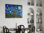 Eiffel Tower Van Gogh Style Glass Wall Art