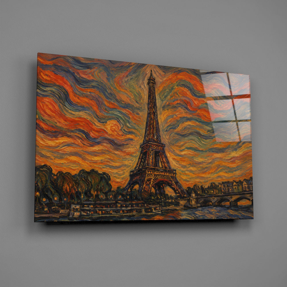 Eiffel Tower Munch Style Glass Wall Art