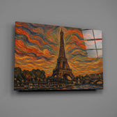 Eiffel Tower Munch Style Glass Wall Art