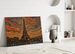 Eiffel Tower Munch Style Glass Wall Art