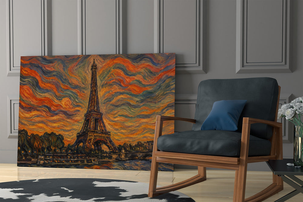 Eiffel Tower Munch Style Glass Wall Art
