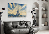 Eiffel Tower Hokusai Style Glass Wall Art