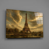 Eiffel Tower Da Vinci Style Glass Wall Art