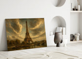 Eiffel Tower Da Vinci Style Glass Wall Art