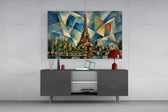 Eiffel Tower Cubist Style Glass Wall Art