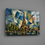 Eiffel Tower Cubist Style Glass Wall Art