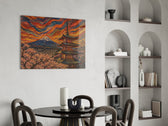 Mount Fuji Pagoda Munch Style Glass Wall Art