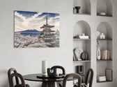 Mount Fuji Pagoda Hokusai Style Glass Wall Art