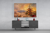 Mount Fuji Pagoda Turner Style Glass Wall Art