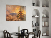 Mount Fuji Pagoda Turner Style Glass Wall Art