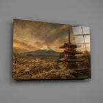 Mount Fuji Pagoda Da Vinci Style Glass Wall Art