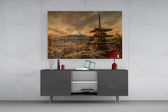 Mount Fuji Pagoda Da Vinci Style Glass Wall Art