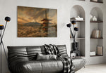 Mount Fuji Pagoda Da Vinci Style Glass Wall Art