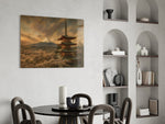 Mount Fuji Pagoda Da Vinci Style Glass Wall Art