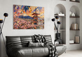 Mount Fuji Pagoda Kandinsky Style Glass Wall Art