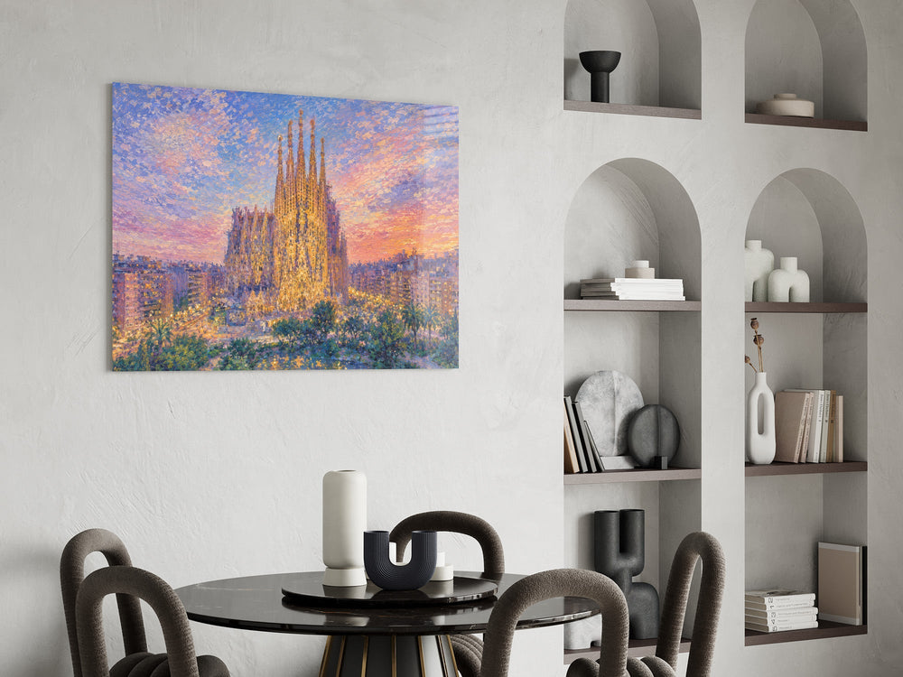 Sagrada Familia Monet Style Glass Wall Art