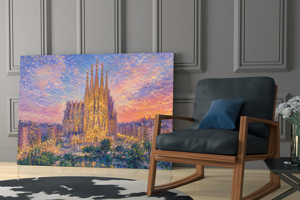 Sagrada Familia Monet Style Glass Wall Art