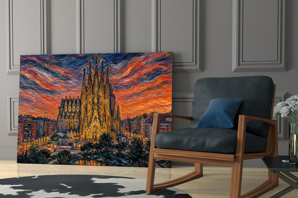 Sagrada Familia Munch Style Glass Wall Art