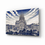 Sagrada Familia Hokusai Style Glass Wall Art